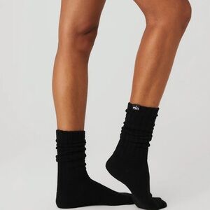 NWT in unopened poly bag ALO Yoga unisex scrunch sock in black